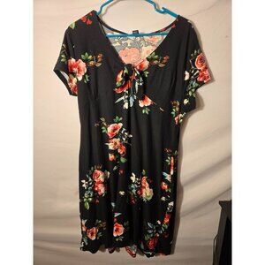 Justify womens Plus Size‎ 1X Floral Black Dress Coquette Girl Romantic Summer